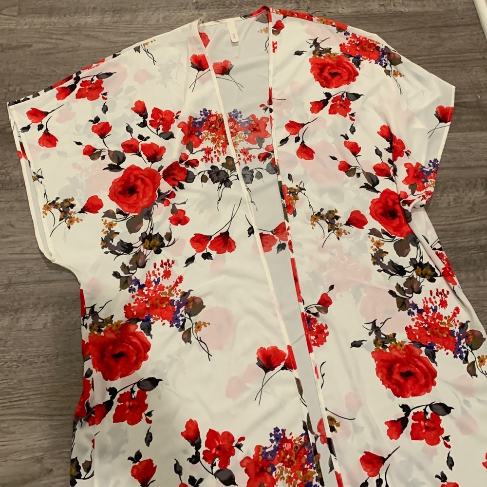 New Plus Size Floral Maxi Duster Cardigan - Picture 2 of 2